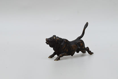 Original Antique Austrian Vienna Cold Painted Bronze Figure Running Black Bull3