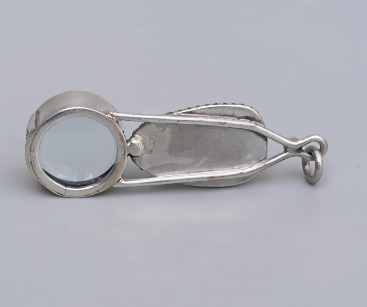 Signed MS Sterling Silver Southwest Jewelers Loupe W/ Amber Like Gem4