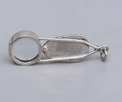 Signed MS Sterling Silver Southwest Jewelers Loupe W/ Amber Like Gem4