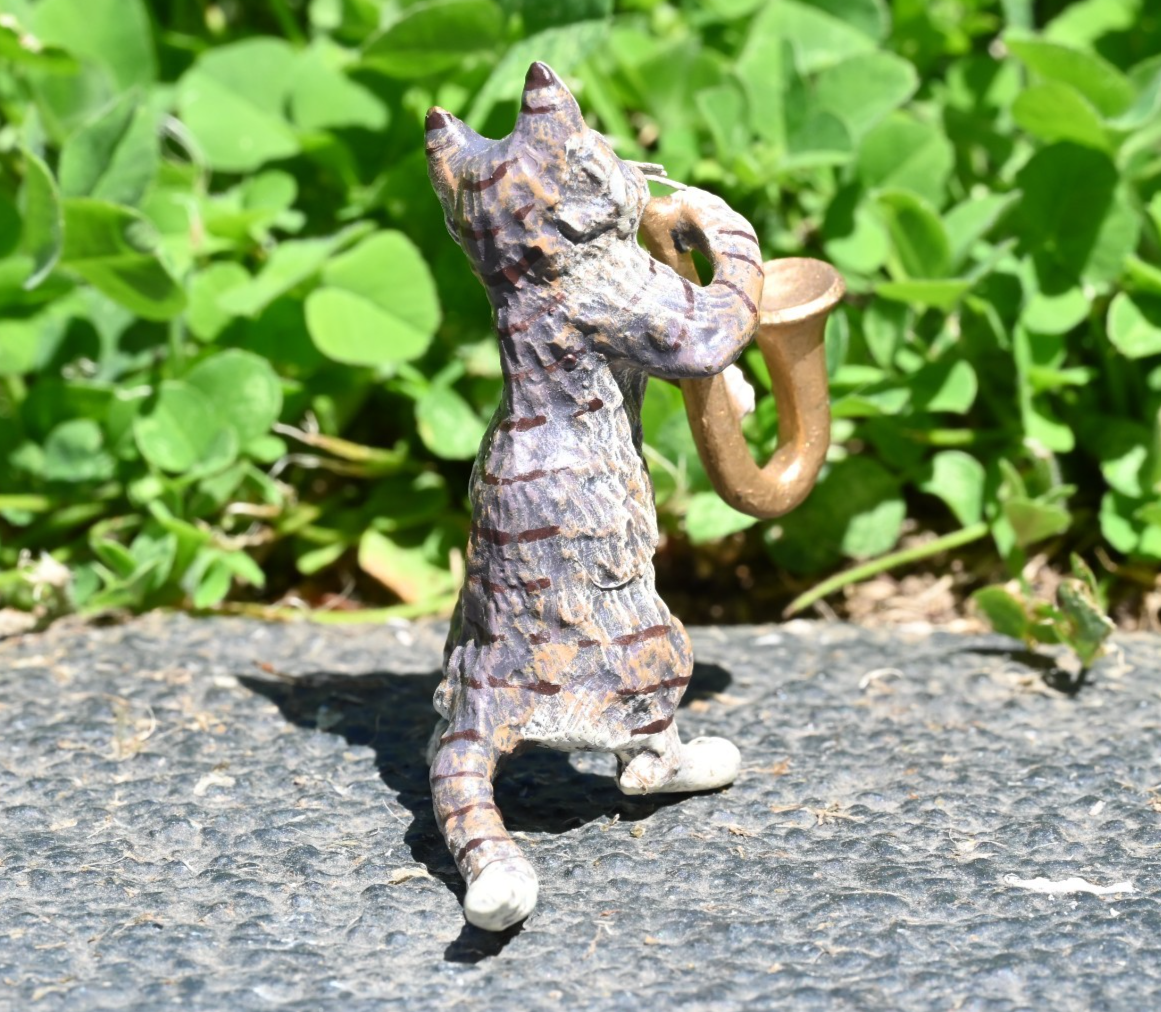 Fritz Bergmann  Austrian Vienna Cold  Painted Bronze Musical Cat with Saxophone4