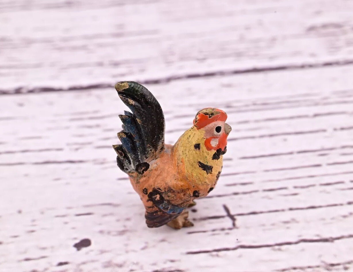 Original Miniature Antique Austrian Vienna Cold Painted Bronze Cute Rooster8