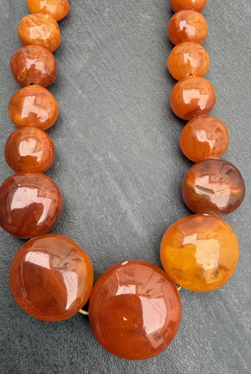 Super Cool Vintage Candy Drop Shape Natural Butterscotch Amber Necklace7