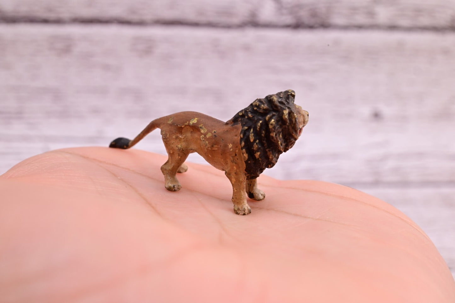 Super Tiny Antique Austrian Vienna Cold Painted Bronze Figure Standing Lion1