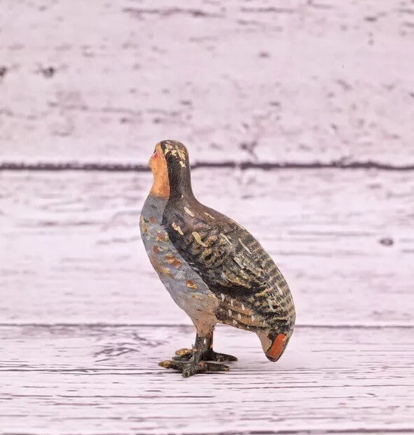Rare Antique Austrian Vienna Cold Painted Bronze Figure of Partridge Game Bird1