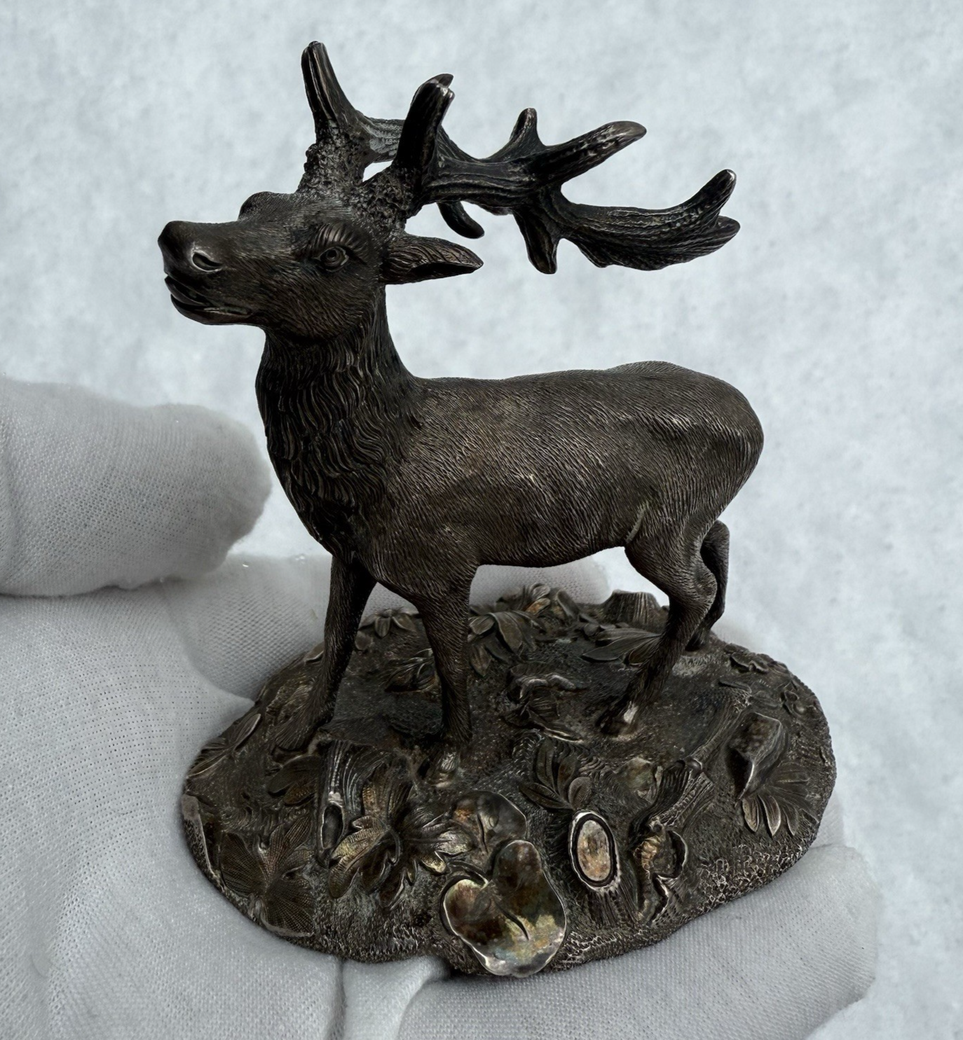 Fantastic Antique Life-Like Solid Sterling Silver Figure of Buck / Male Deer3