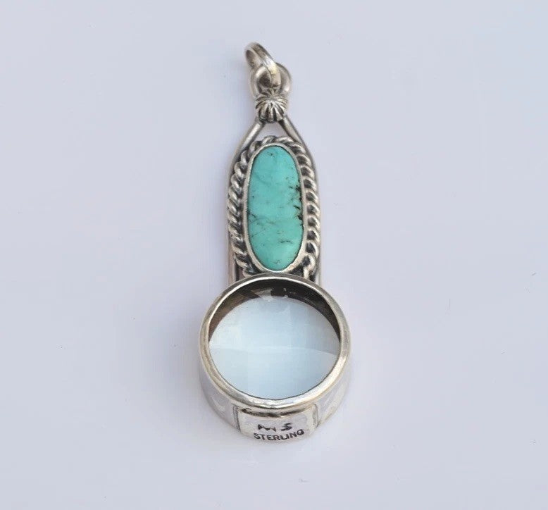 Sterling Silver Southwest Jewelers Loupe W/ Turquoise Cabochon Gem1