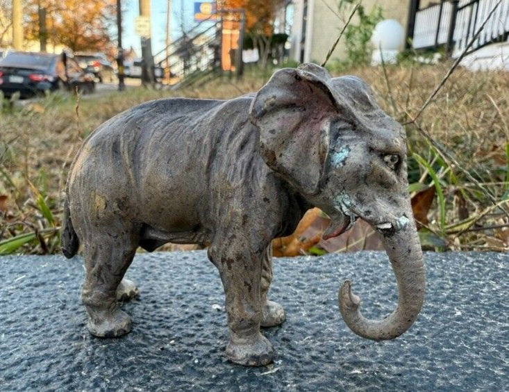 Highly Detailed Antique Austrian Vienna Cold Painted Bronze Figure of Elephant2