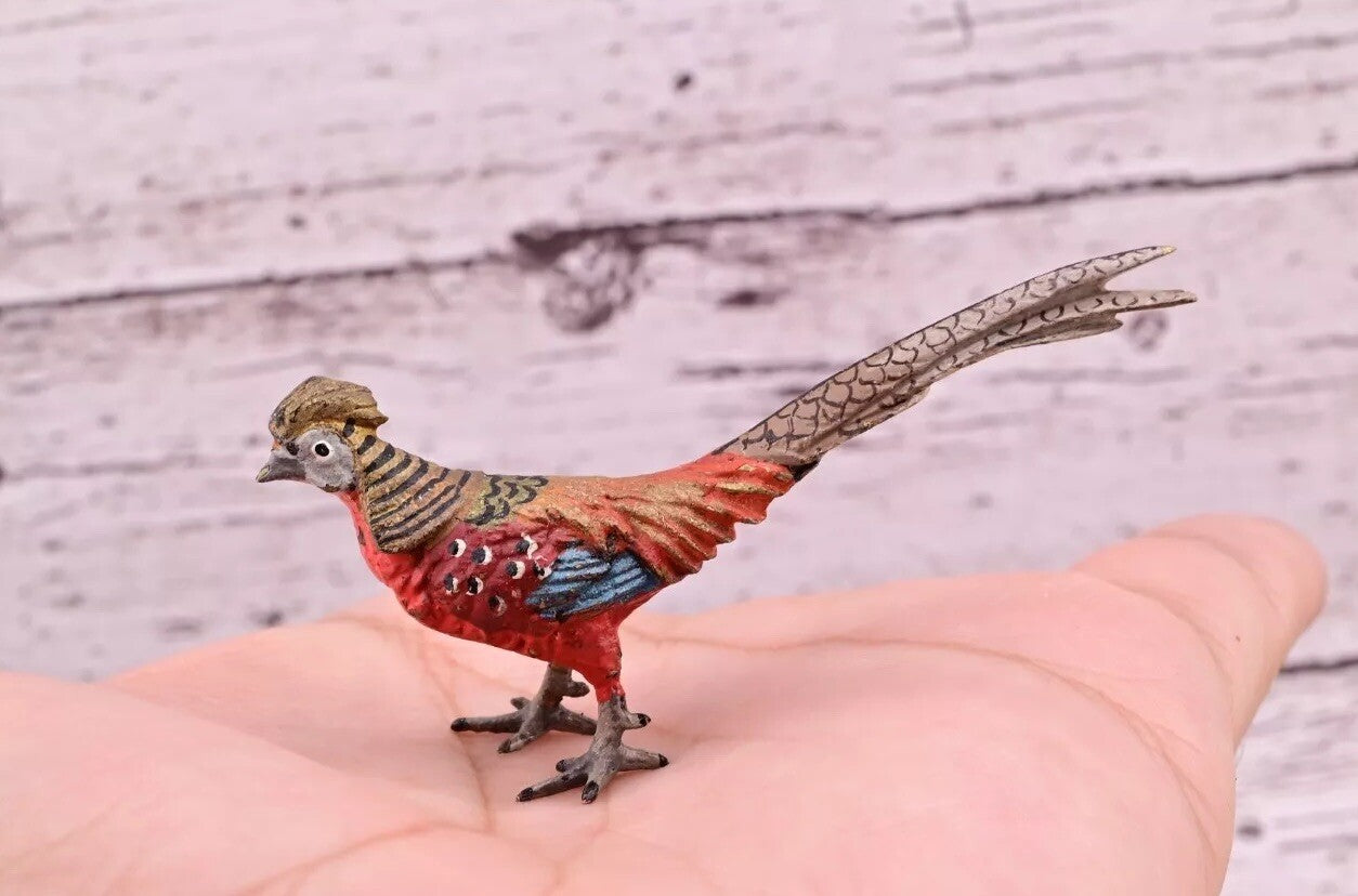 Amazing Antique Austrian Vienna Cold Painted Bronze Figure of Golden Pheasant0