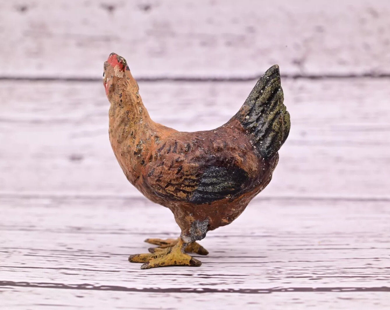 Lovely Antique Austrian Vienna Cold Painted Bronze Figure of Brown Hen Chicken12