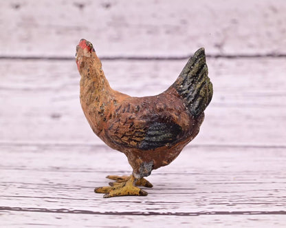 Lovely Antique Austrian Vienna Cold Painted Bronze Figure of Brown Hen Chicken12