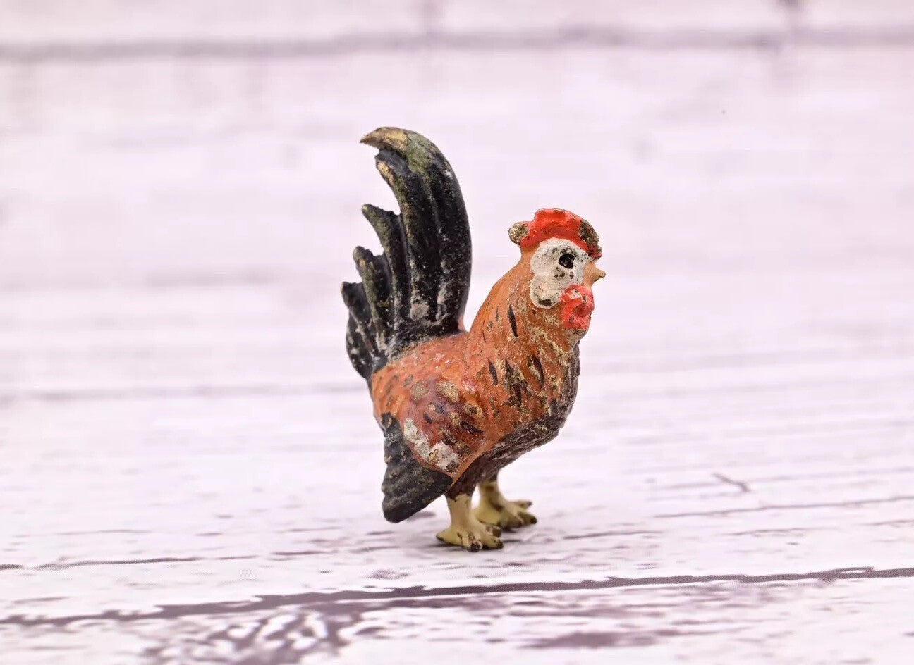 Original 1900s Antique Austrian Vienna Cold Painted Bronze of Tiny Rooster11