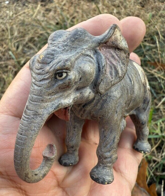 Highly Detailed Antique Austrian Vienna Cold Painted Bronze Figure of Elephant0