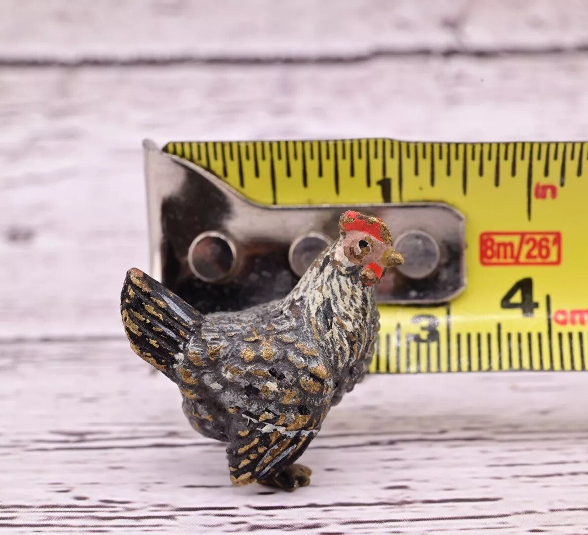 Super Nice Antique Austrian Vienna Cold Painted Bronze Figure of Gray Hen8
