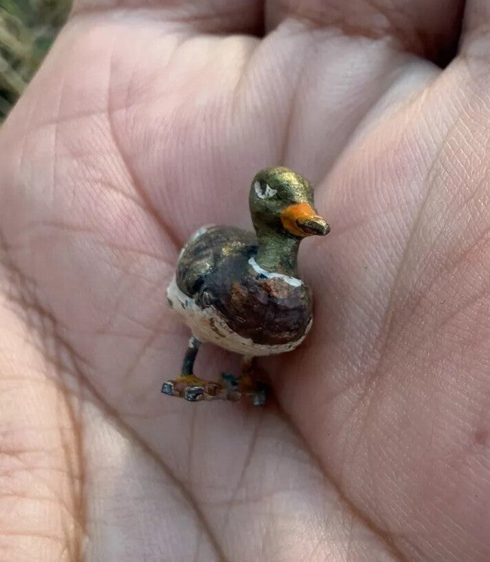 Miniature Antique Austrian Vienna Cold Painted Bronze Figure of Mallard Duck3