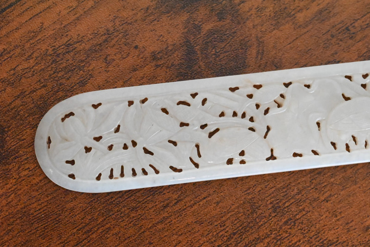 Amazing Antique Carved Chinese White Jade Page Turner or Hair Ornament Bianfang1