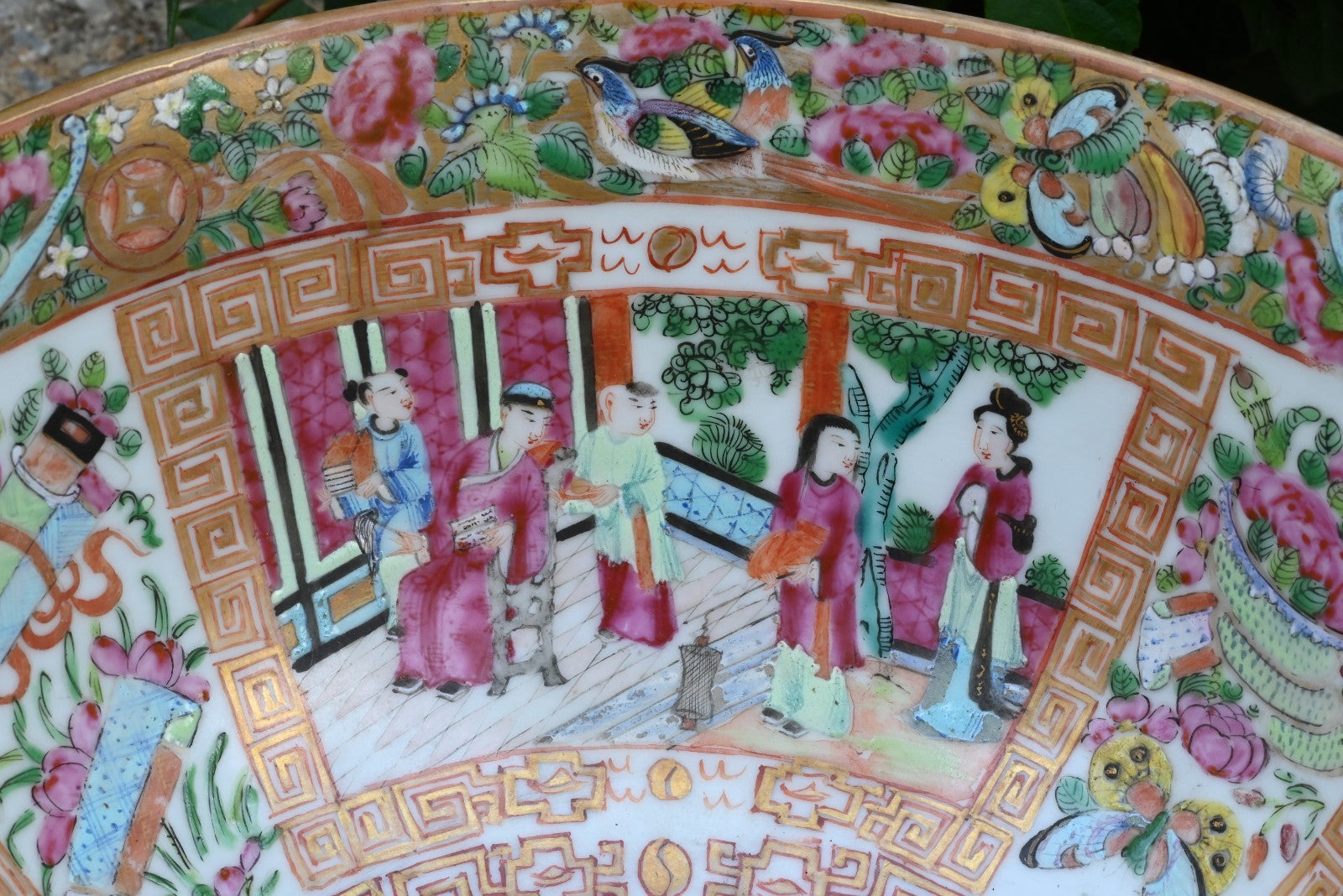 Genuine Chinese Antique 19th C. Hand Painted Rose Medallion Porcelain Punch Bowl7