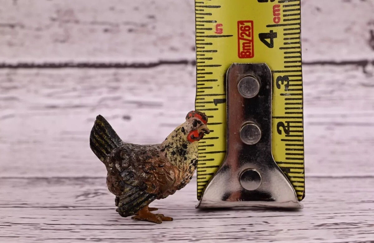 Antique Austrian Vienna Cold Painted Bronze Figure of Cute Small Chicken7