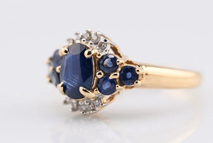 Lovely Natural Sapphire & Diamond Ring in 14K Yellow Gold4