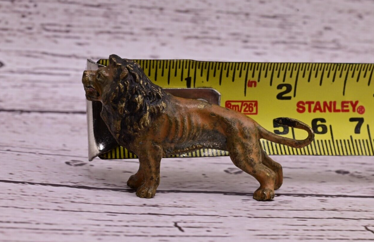 Original 1900s Detailed Antique Austrian Vienna Cold Painted Bronze of Lion6