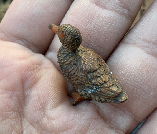 Antique Austrian Vienna Cold Painted Bronze Figure of Miniature Standing Duck0