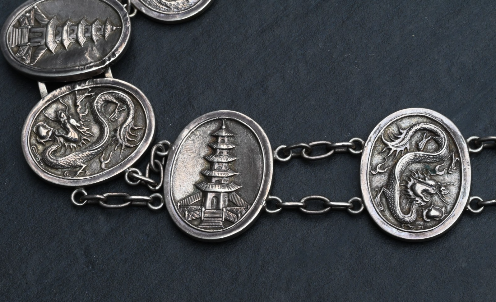 High Quality Antique 1900s Japanese Sterling Silver Grade Storyteller Belt8