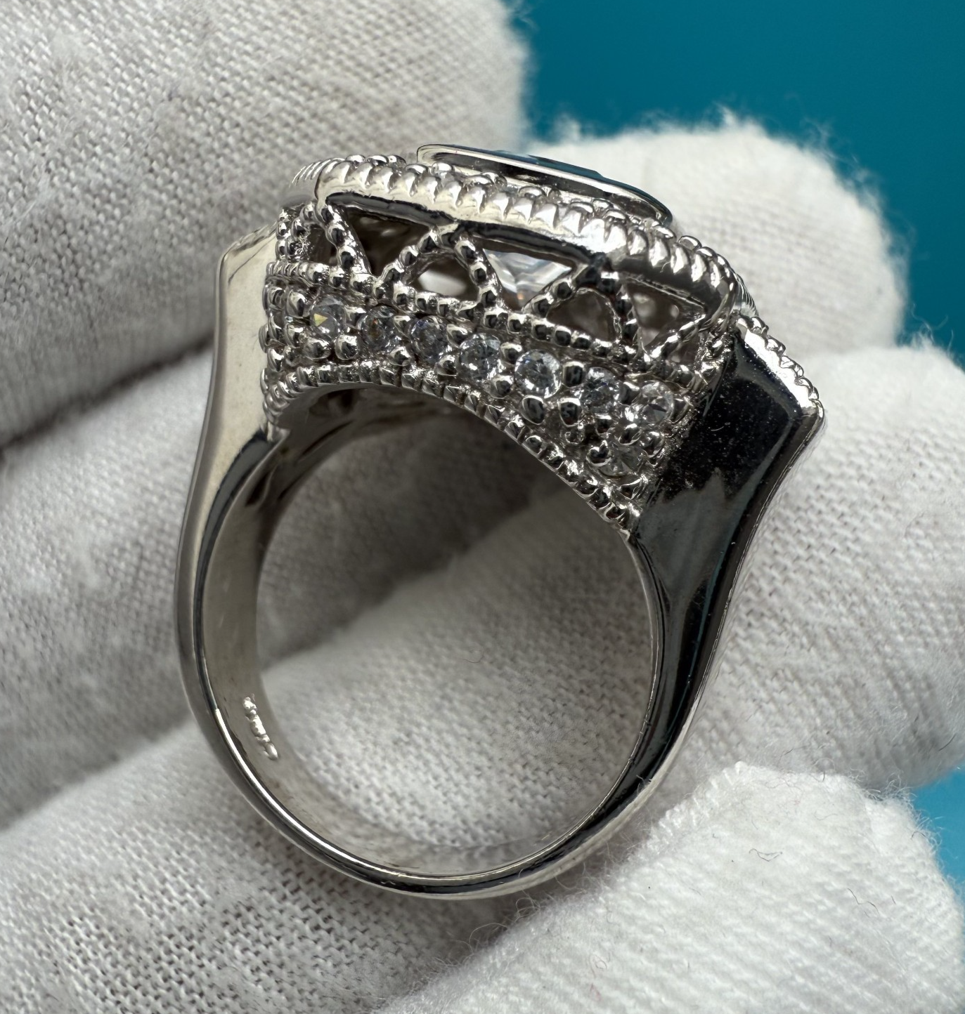 Amazing Designer Signed Art Deco CZ 925 Sterling Silver Ring5