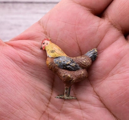Beautiful Antique Austrian Vienna Cold Painted Bronze Figure of Miniature Hen10