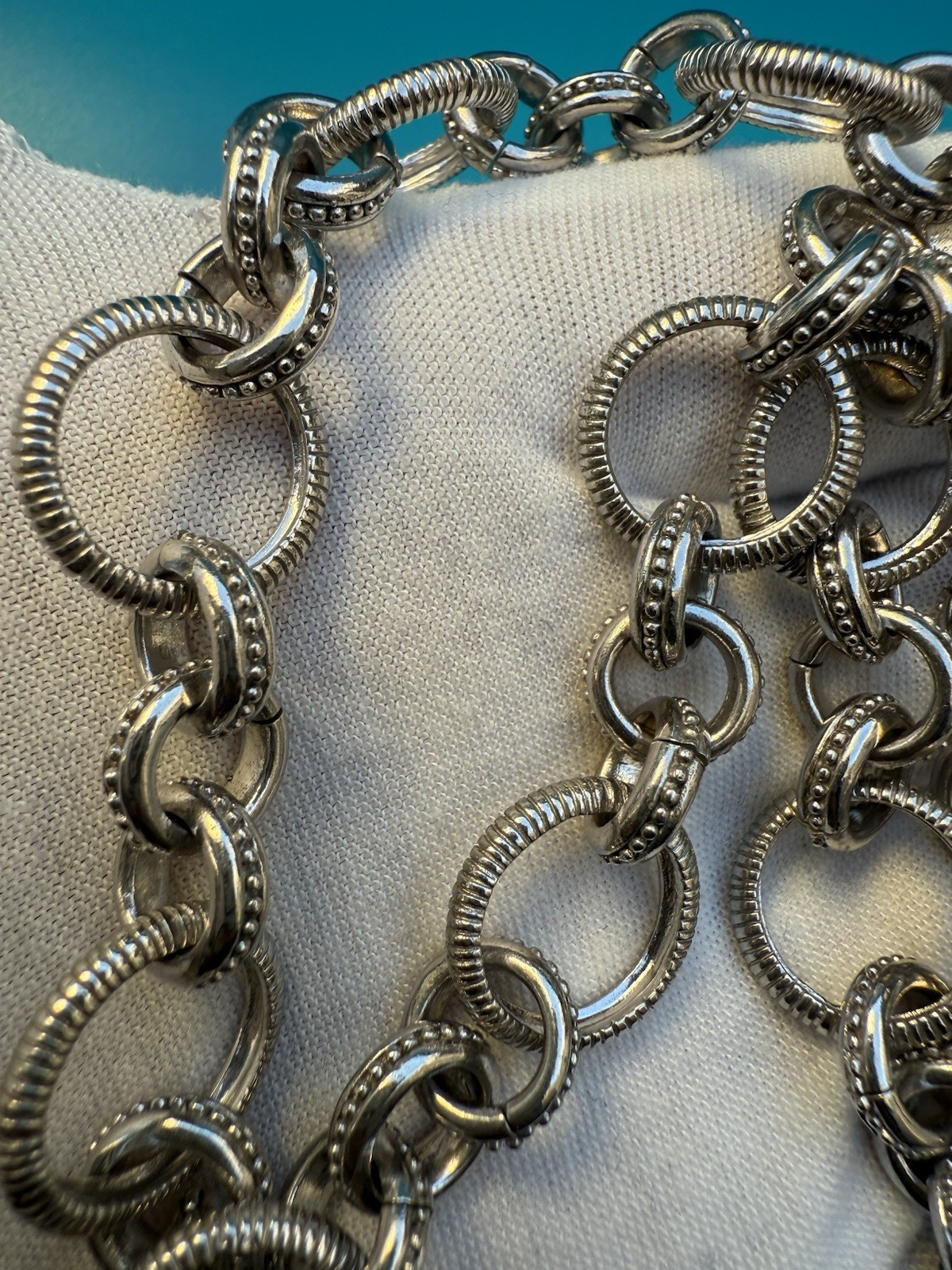 Gorgeous Vintage Chunky Cable Link Necklace Sterling Silver by Judith Ripka 5