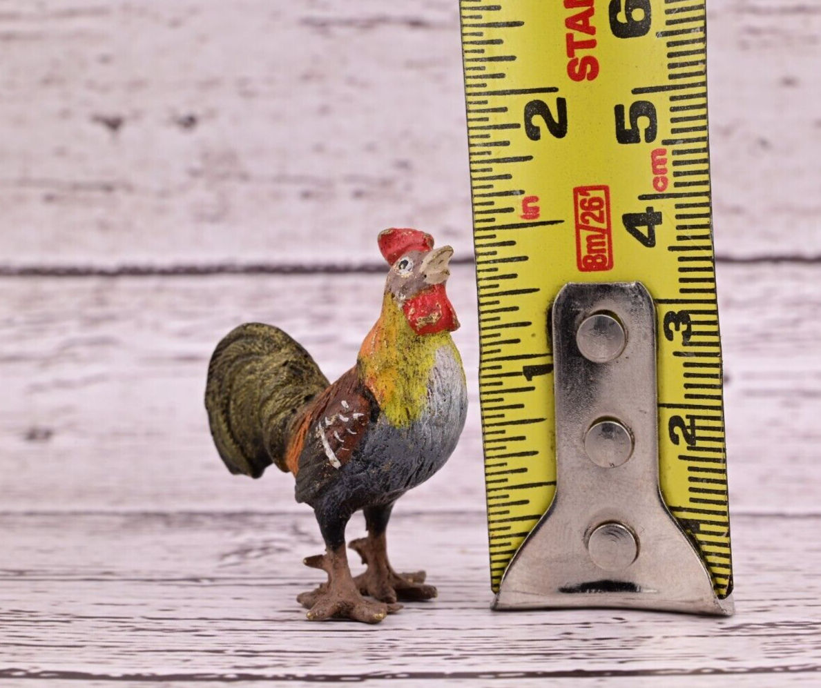 Gorgeous Antique Austrian Vienna Cold Painted Bronze Figure of Rooster8