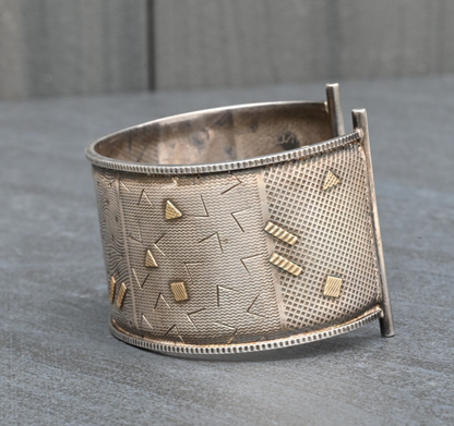 Retro Geometric Design Sterling Silver & 14K Cuff Bracelet by KIMBERLY KEYWORTH3