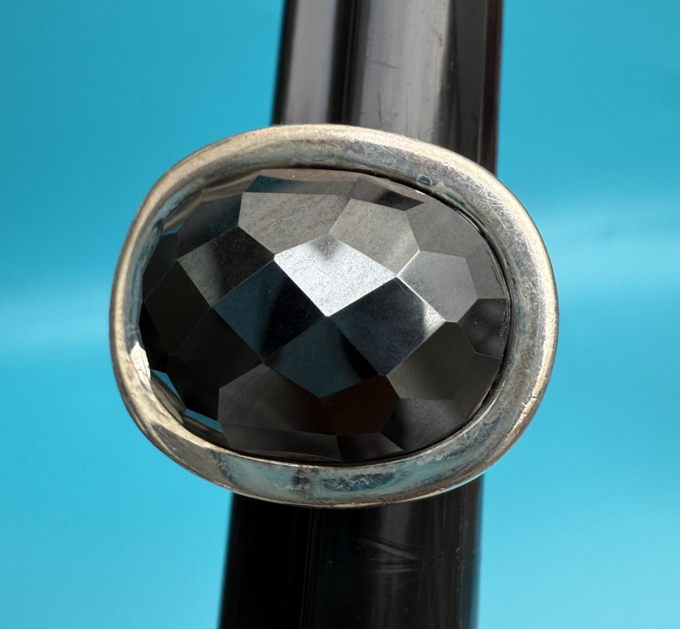 Vintage Robert Lee Morris Studio Sterling Silver Ring w/ Faceted Black Onyx 6