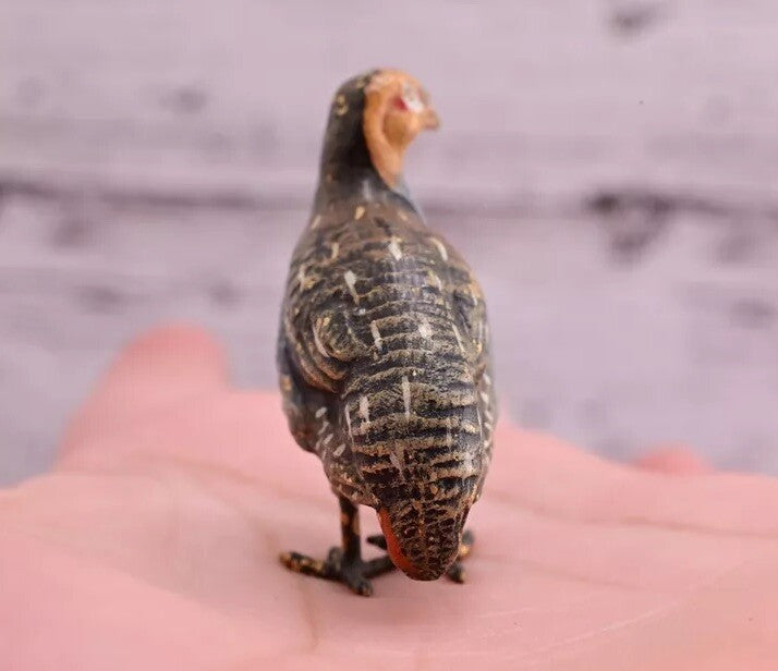 Cute Tiny Antique Austrian Vienna Cold Painted Bronze Figure of Game Bird10
