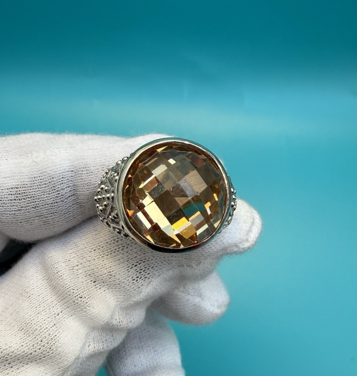Awesome Mongolian Style Faceted Dome Citrine Sterling Silver Ring5