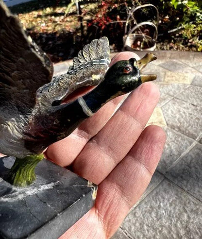 Antique Austrian Vienna Cold Painted Bronze Figure of Flying Duck9