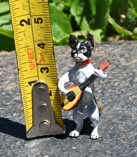 Austrian Vienna Cold Painted Bronze Figure of Boston Terrier Playing Mandolin0