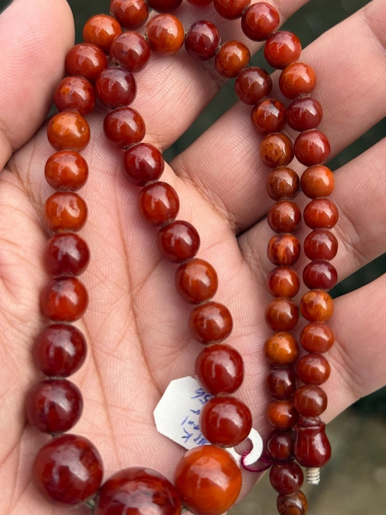 Gorgeous Dark Colored Natural Amber Necklace in Round Sphere Shape7
