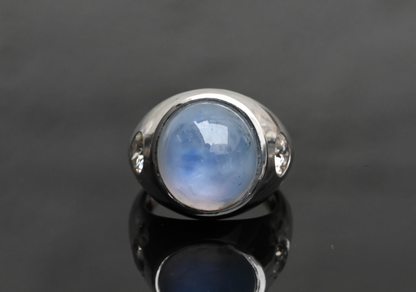 Stunning 22 ct Natural No Heat Blue Star Sapphire 18K White Gold Ring GIA Cert.5