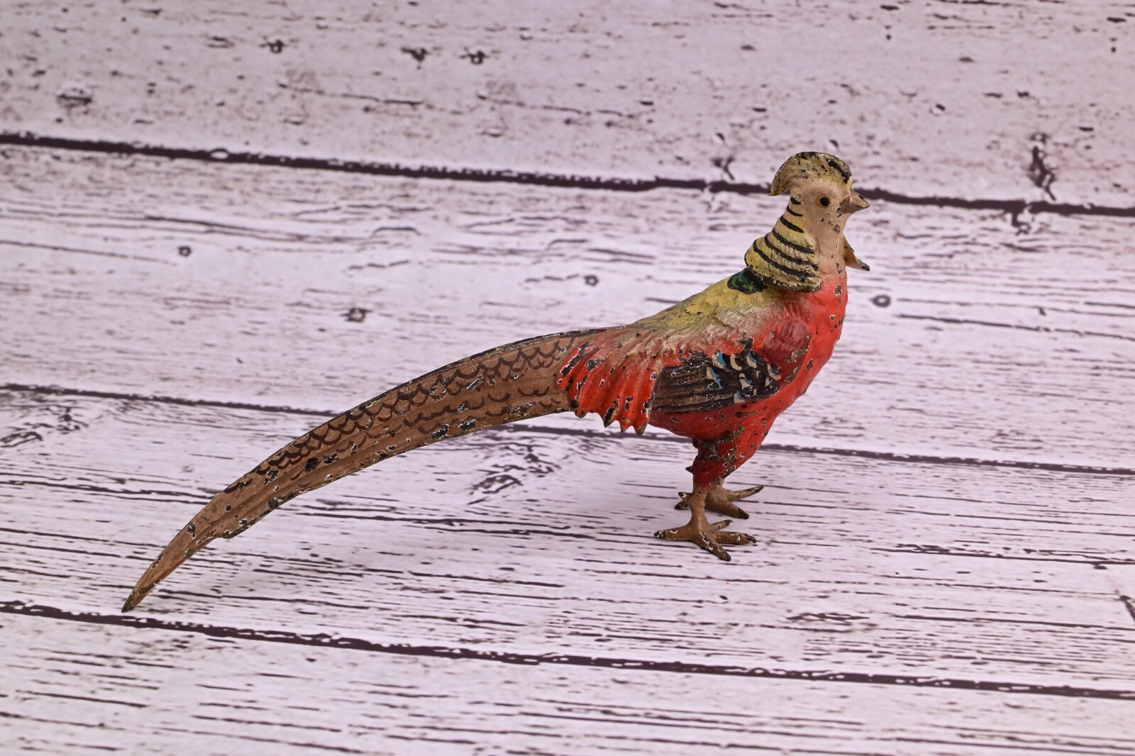 1900s Detailed Antique Austrian Vienna Cold Painted Bronze of Gold Pheasant2