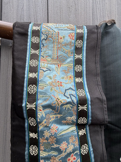Early Antique Qing Dynasty Chinese Silk Embroidery Robe Butterflies & Flowers10