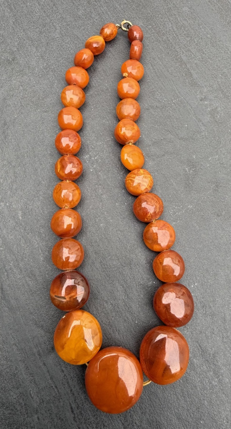 Super Cool Vintage Candy Drop Shape Natural Butterscotch Amber Necklace0