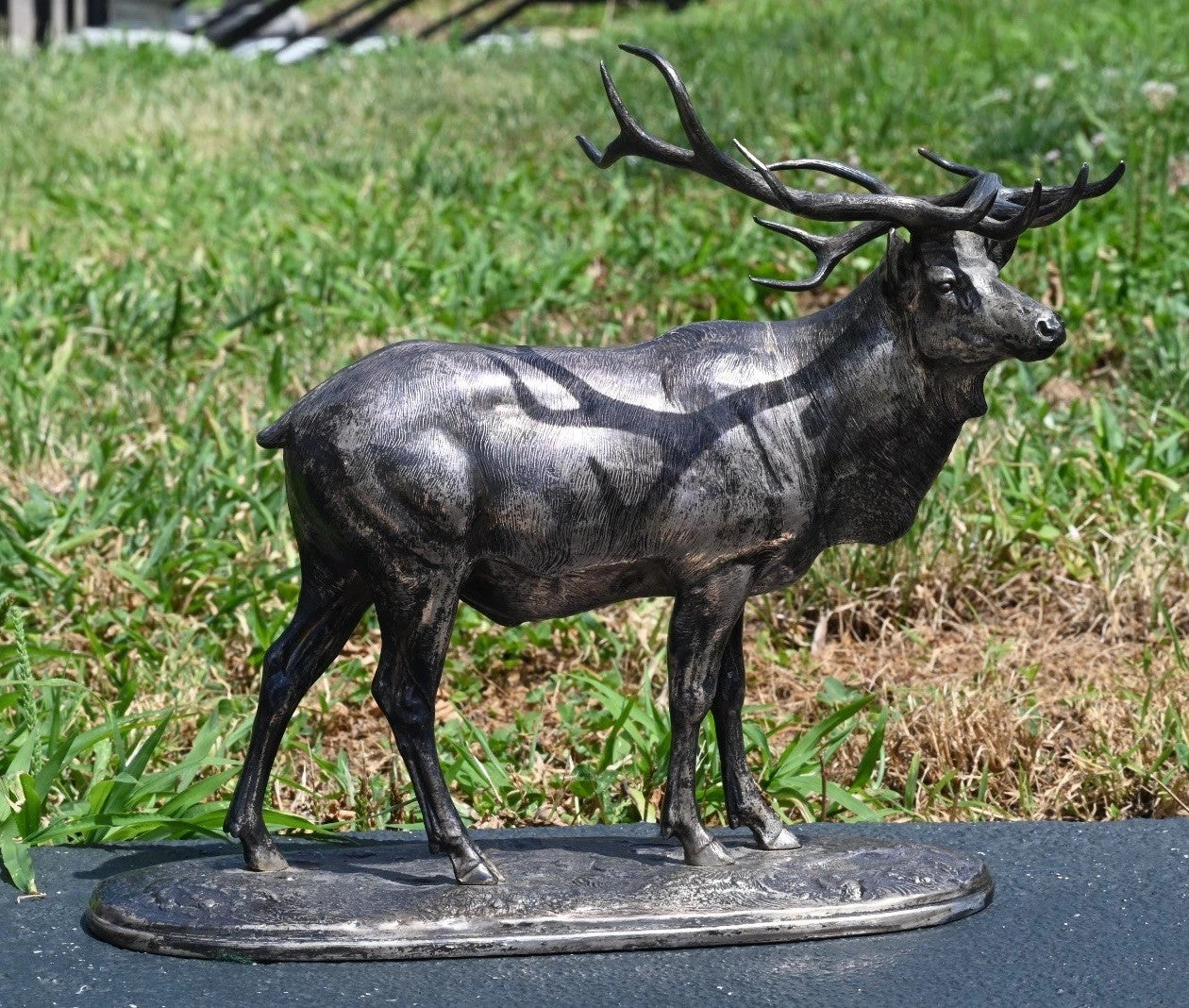Original Dated 1931 American Artist Louis Jonas Elk Sculpture In Silvered Metal0