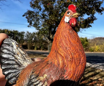 Large Antique Austrian Vienna Cold Painted Bronze Figure of Farm Hen Chicken12