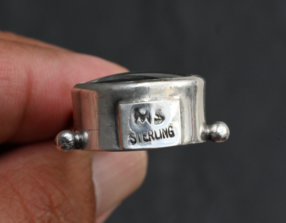 Vintage Signed Sterling Silver & Faceted Clear Gem Southwest Jewelers Loupe2
