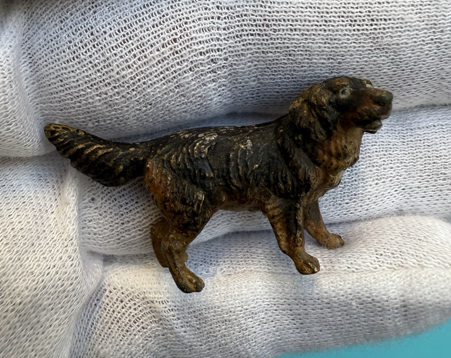 Cute Small Austrian Vienna Cold Painted Bronze Figure of Labrador Dog2