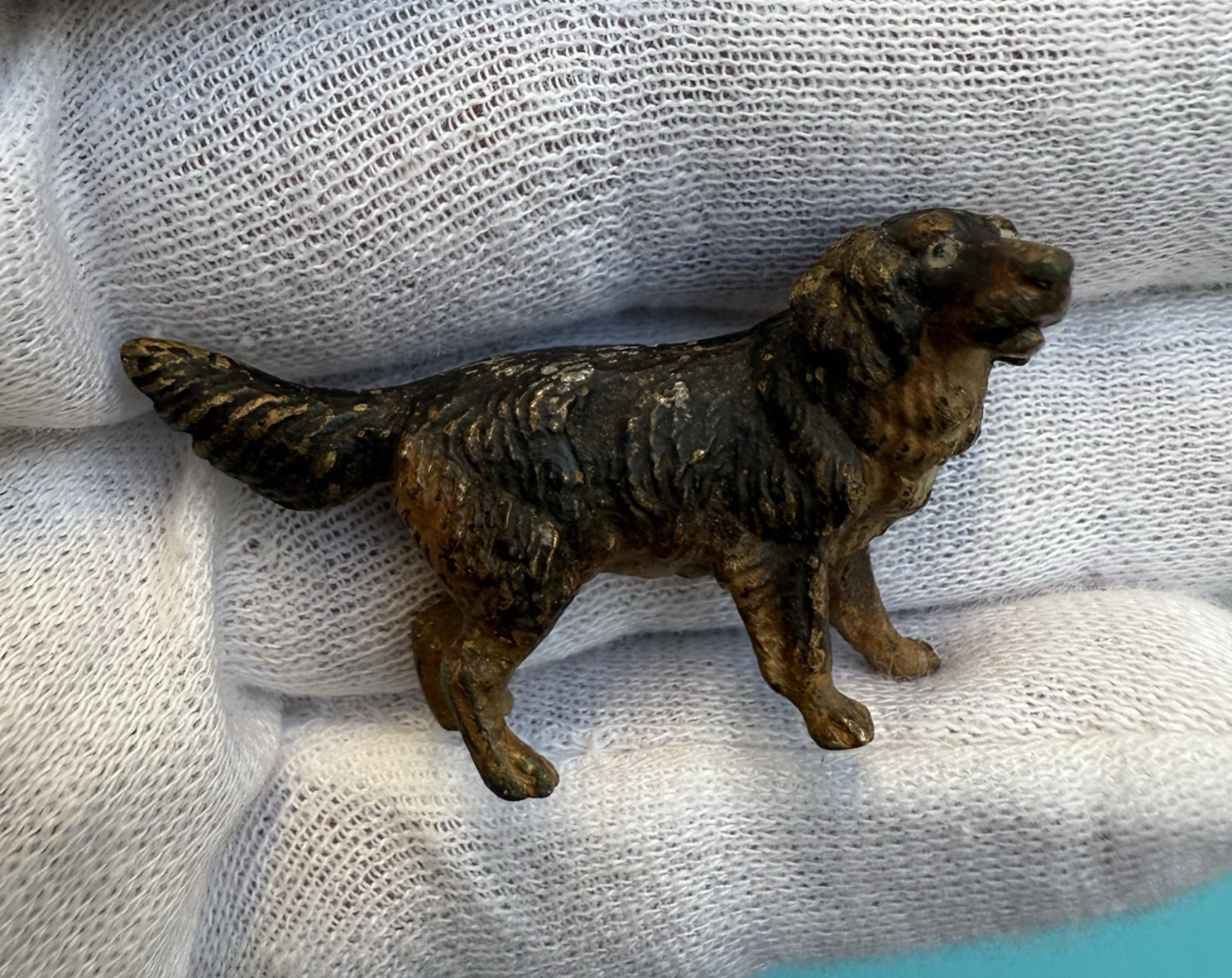 Cute Small Austrian Vienna Cold Painted Bronze Figure of Labrador Dog2