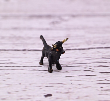 Antique Austrian Vienna Cold Painted Bronze Figure of Super Tiny Black Bull3