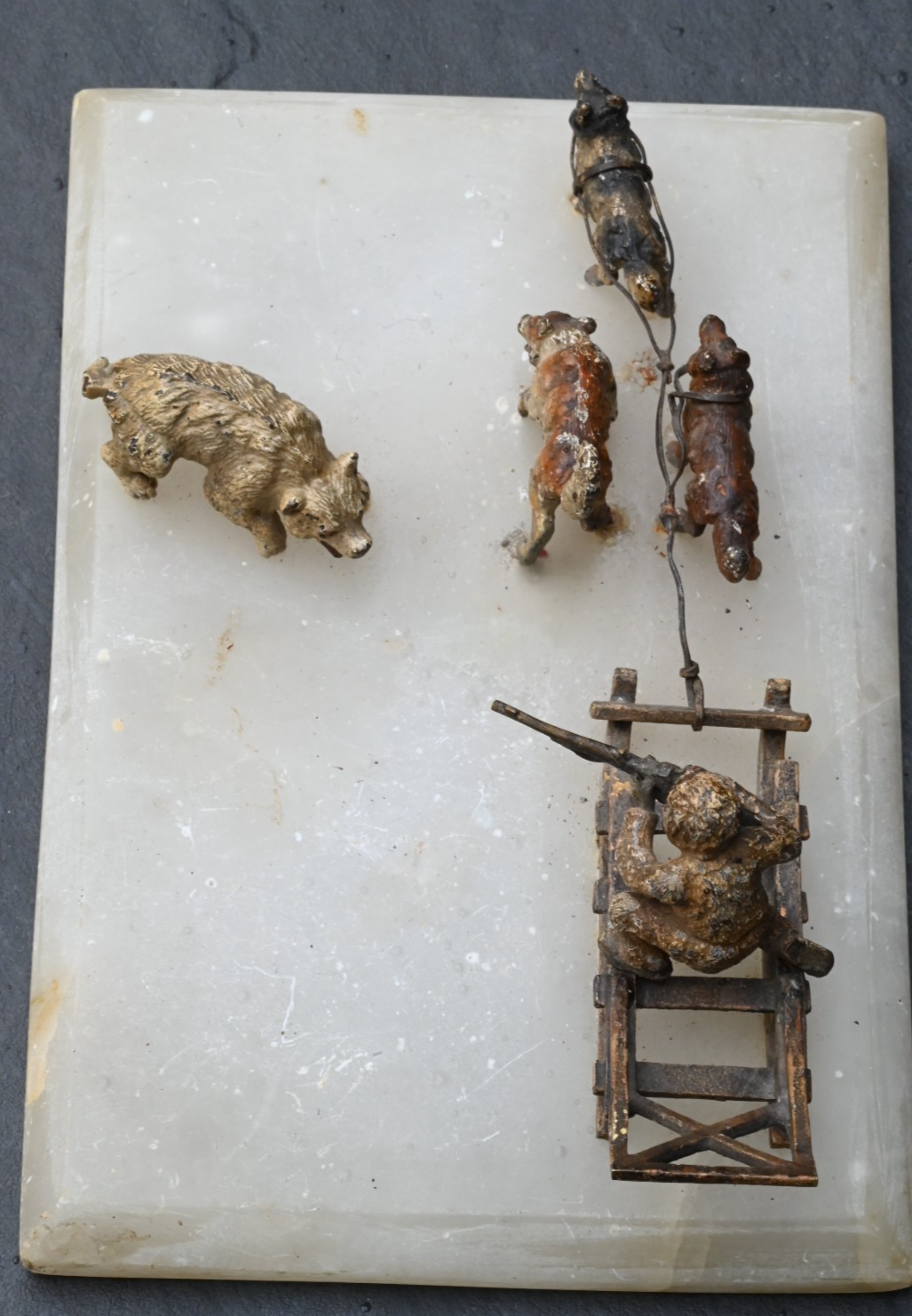 Trilling Antique 1900s Austrian Vienna Cold Painted Bronze Hunter  & Polar Bear4