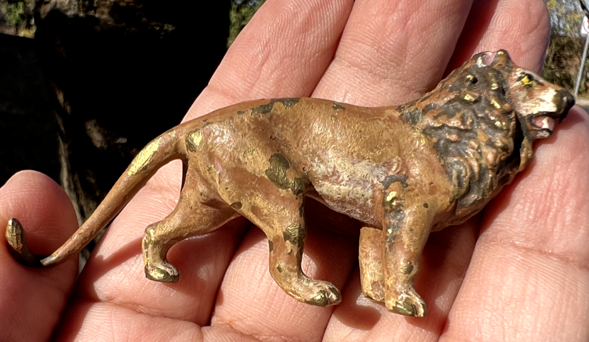 Small Antique Austrian Vienna Cold Painted Bronze Figure of Lion2