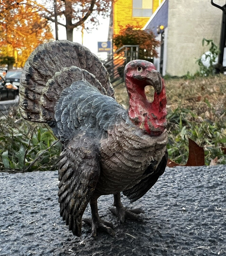 Beautiful  Antique Austrian Vienna Cold Painted Bronze Figure of Turkey6