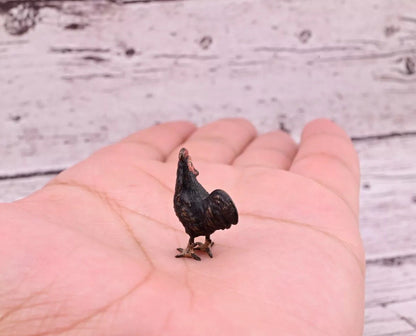 Rare Antique Austrian Vienna Cold Painted Bronze Figure of Tiny Black Chicken5